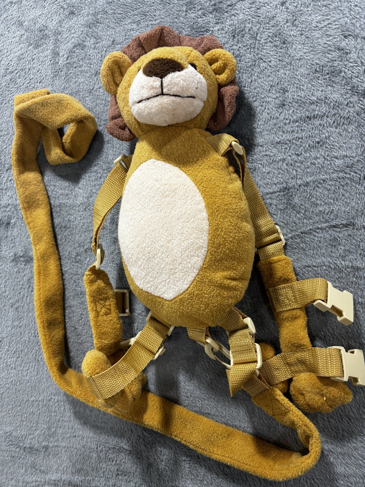 Berhapy Toddler 2 in 1 Lion Harness Backpack Plush Mustard Yellow OS Cute