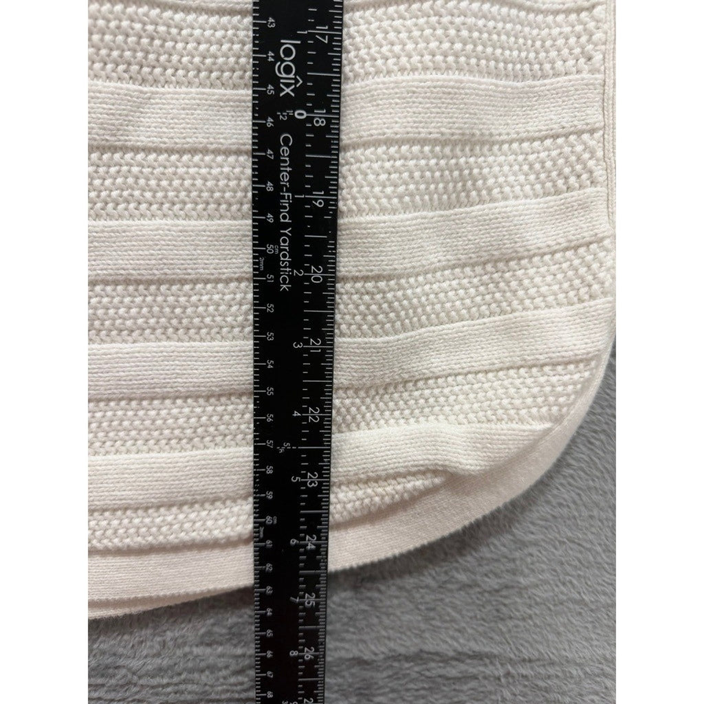 Cable Gauge Sweater Womens M Ivory Ribbed Knit Lightweight Curved Hem Casual