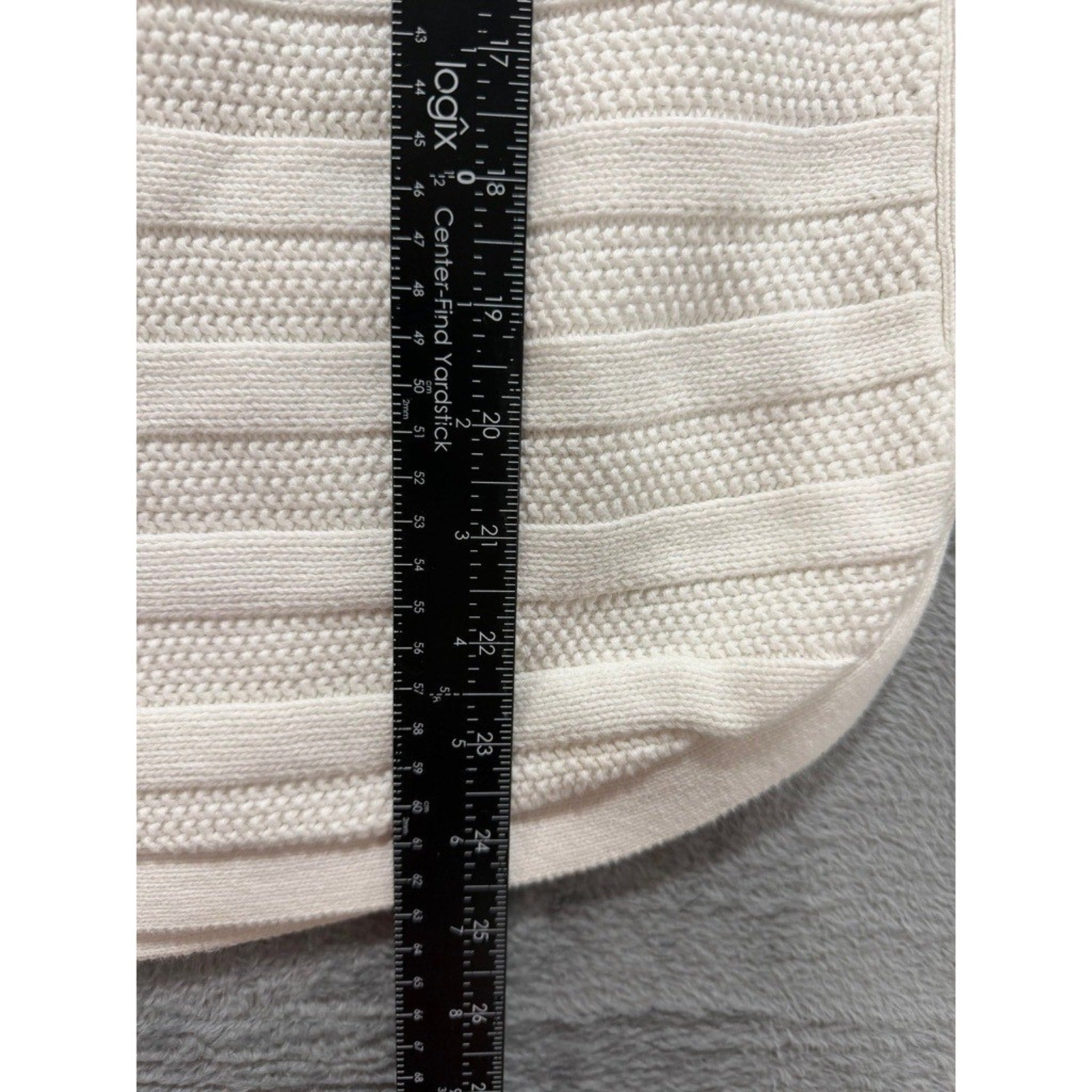 Cable Gauge Sweater Womens M Ivory Ribbed Knit Lightweight Curved Hem Casual