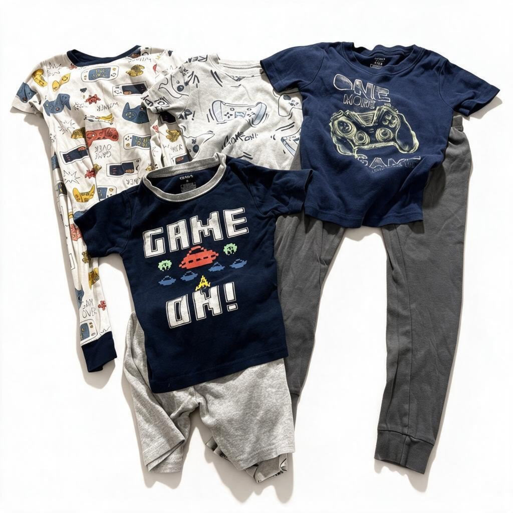 Carter's Kids Sizes 6 to 6/6A 4 Sets Gaming Pajamas Navy Gray White Controller