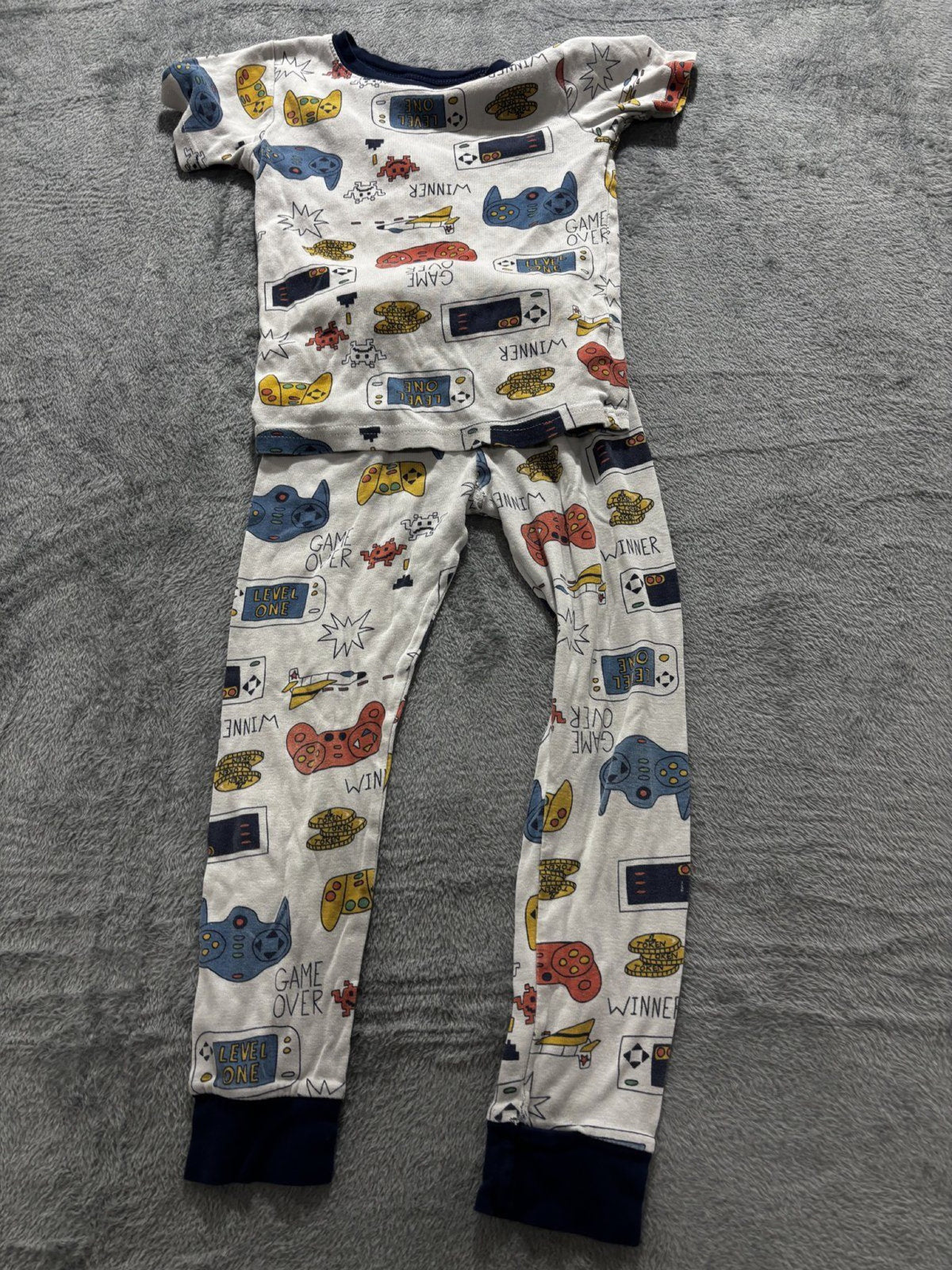 Carter's Kids Sizes 6 to 6/6A 4 Sets Gaming Pajamas Navy Gray White Controller