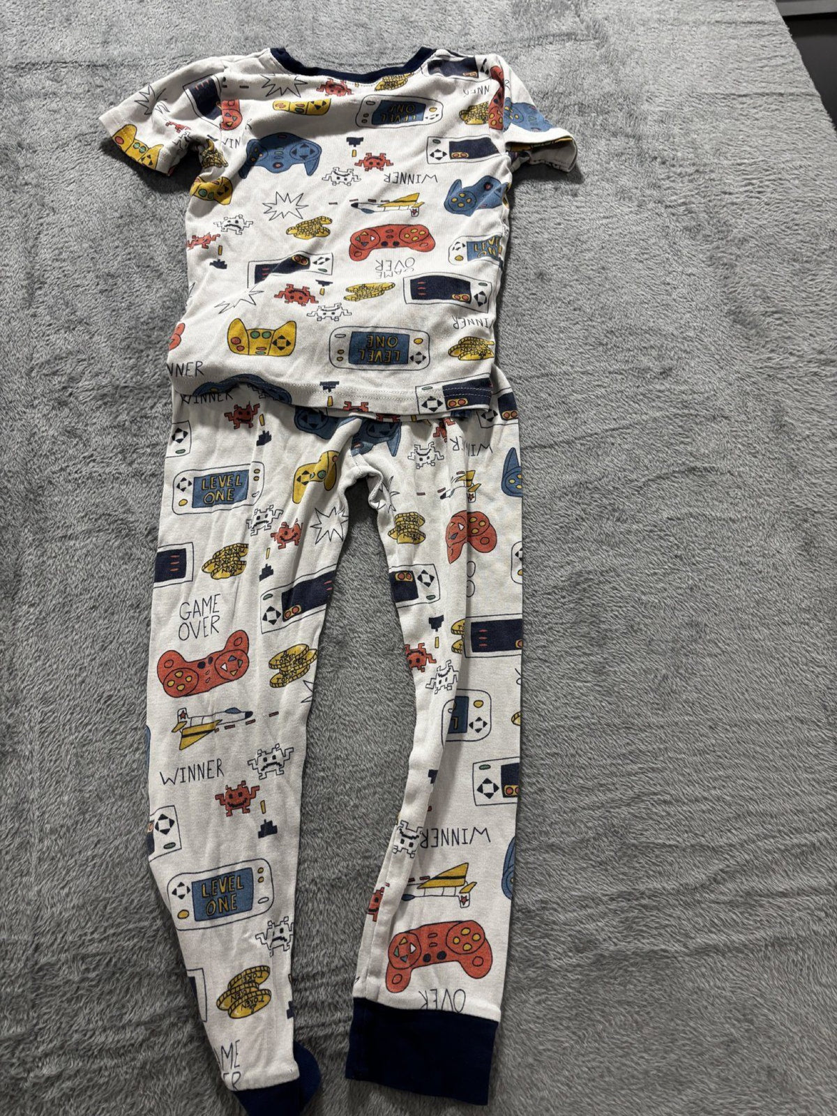 Carter's Kids Sizes 6 to 6/6A 4 Sets Gaming Pajamas Navy Gray White Controller
