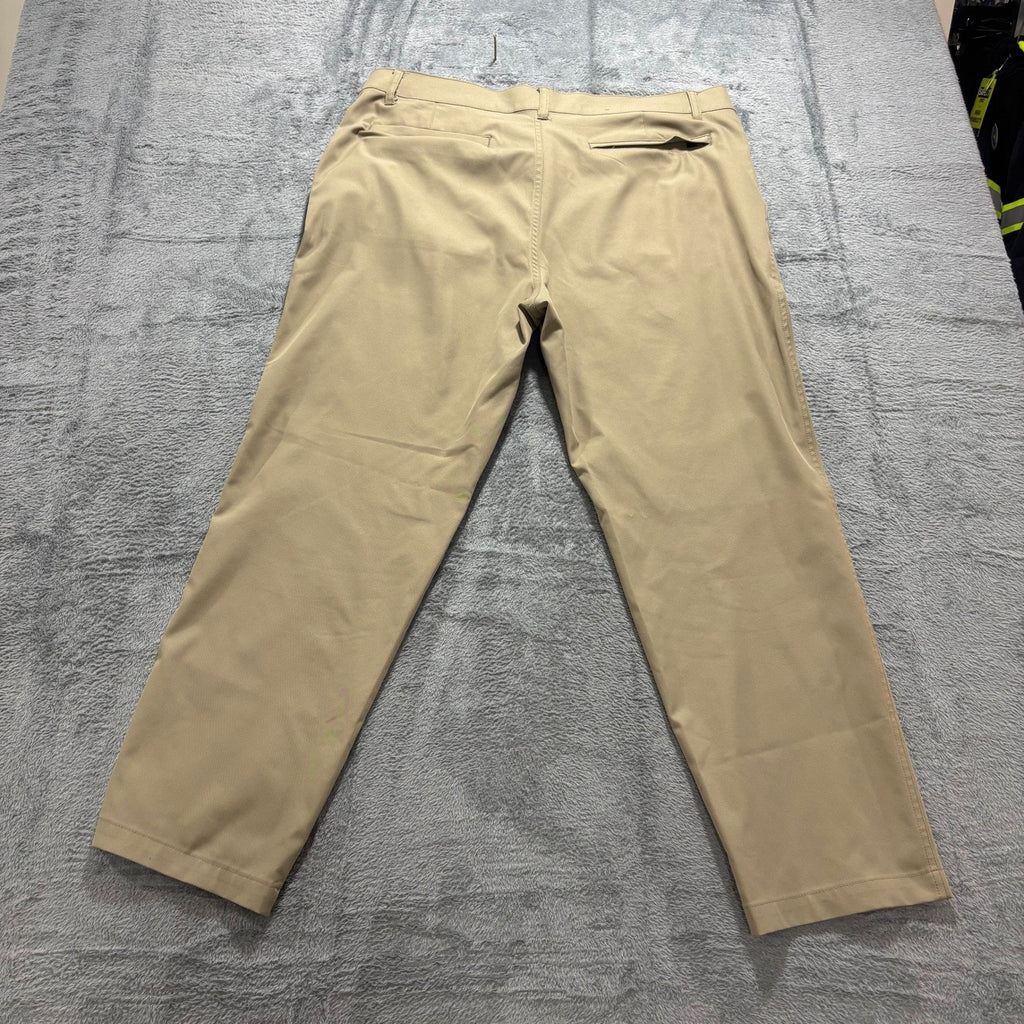 32 Degrees Mens 36x29 Khaki Stretch Performance Pants Flat Front Golf Tech Chino