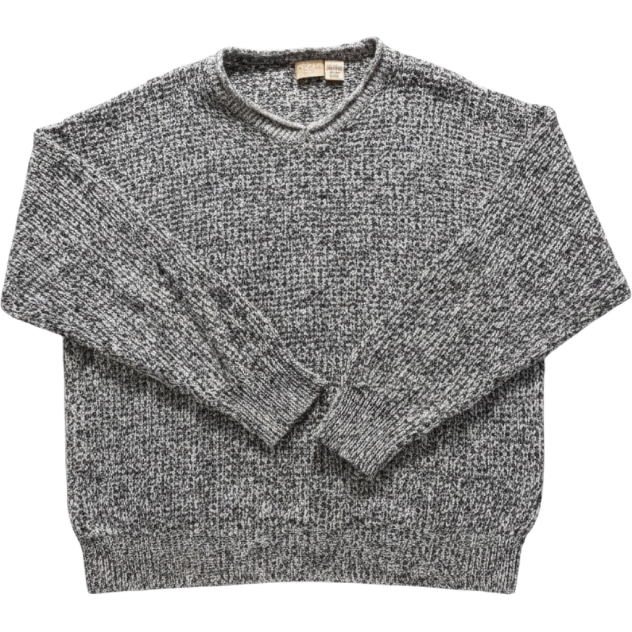 Vintage Fargo Marled Knit Sweater XL Gray Grandpa Core Textured V Neck