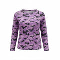 LuLaRoe Womens Purple Tie Dye Black Bat Long Sleeve Raglan Top XL Halloween Goth