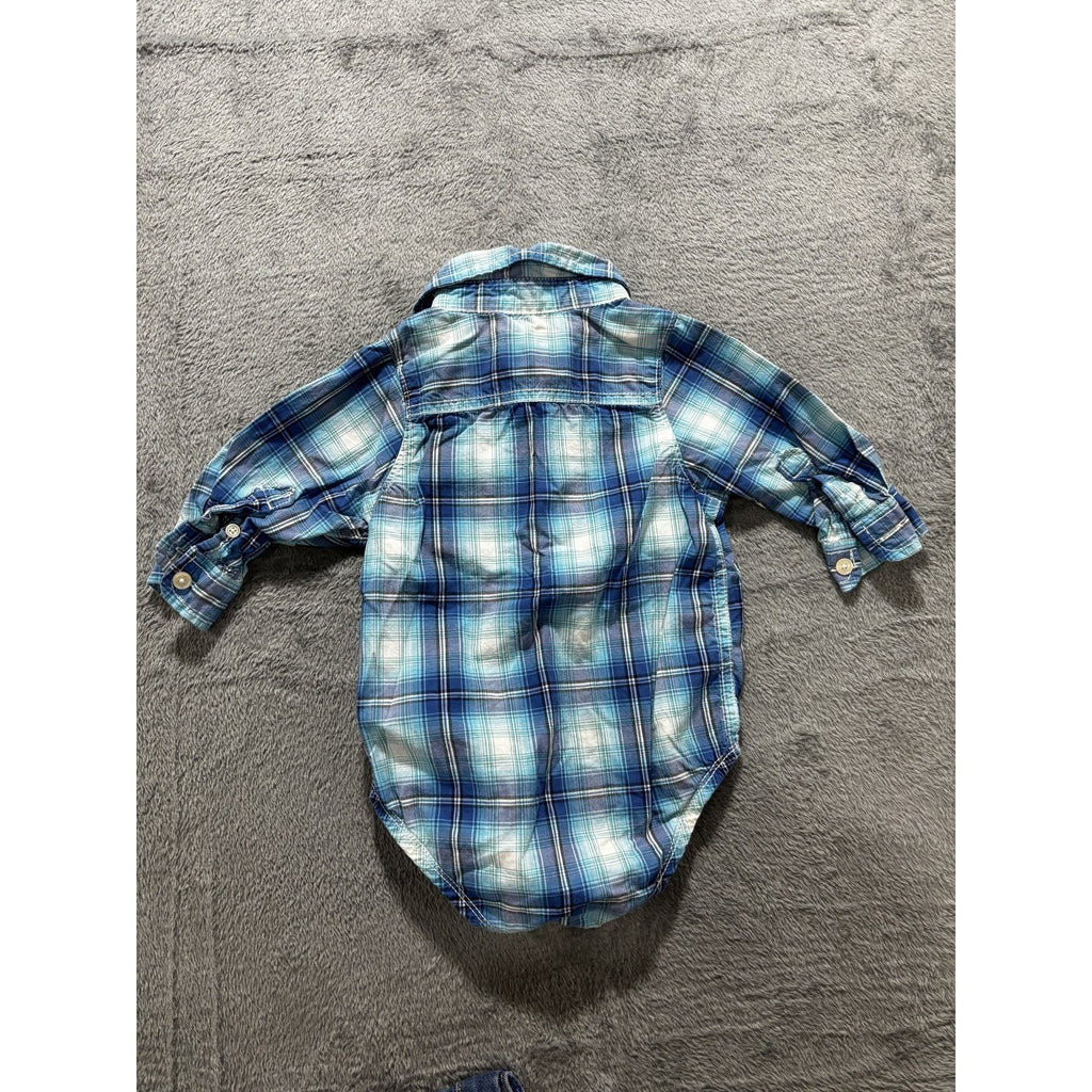OshKosh B'gosh Carter's Children's Place Baby 12M 4 Pc Plaid Shirts Jeans Romper