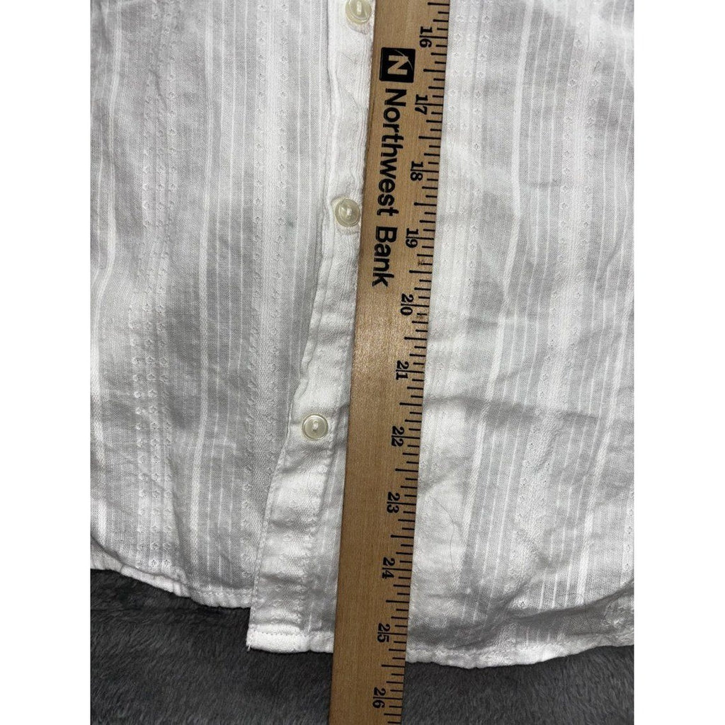 Lucky Brand Women's White Striped Shirt Size L, photo 3 of 7