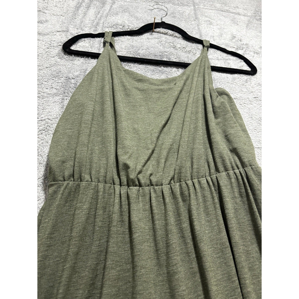 Old Navy M Olive Green Womens Cami Maxi Dress Boho Casual Sleeveless Side Slits