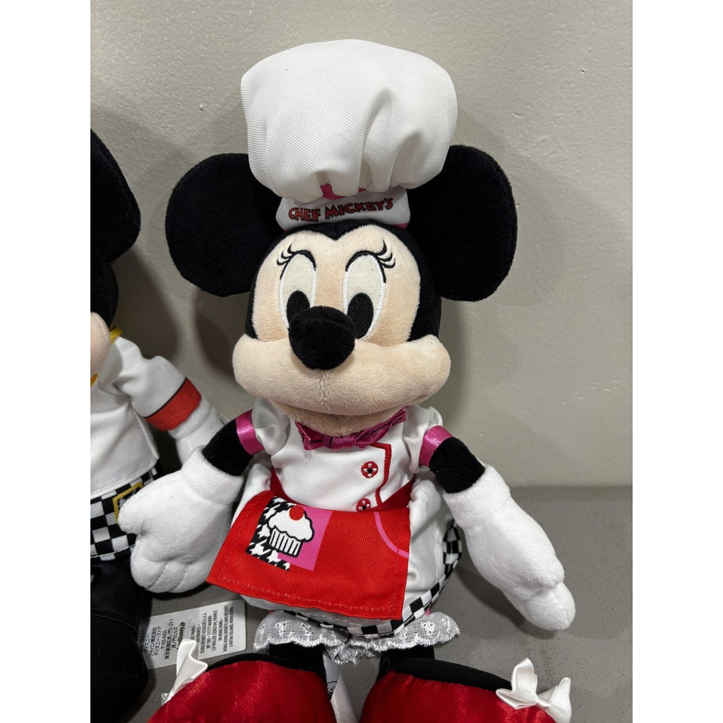 Disney Parks Chef Mickey and Minnie Mouse Plush Set of 2 OS Chef Outfits Kids