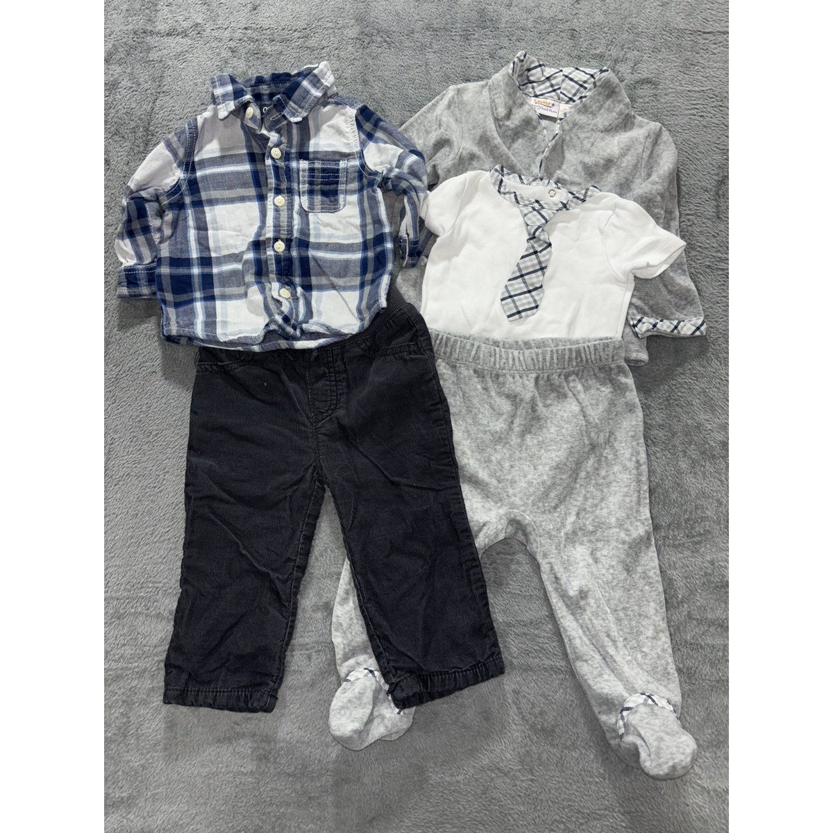 Truly Scrumptious OshKosh Baby 12M 5 Piece Bundle Jacket Shirt Pants Plaid