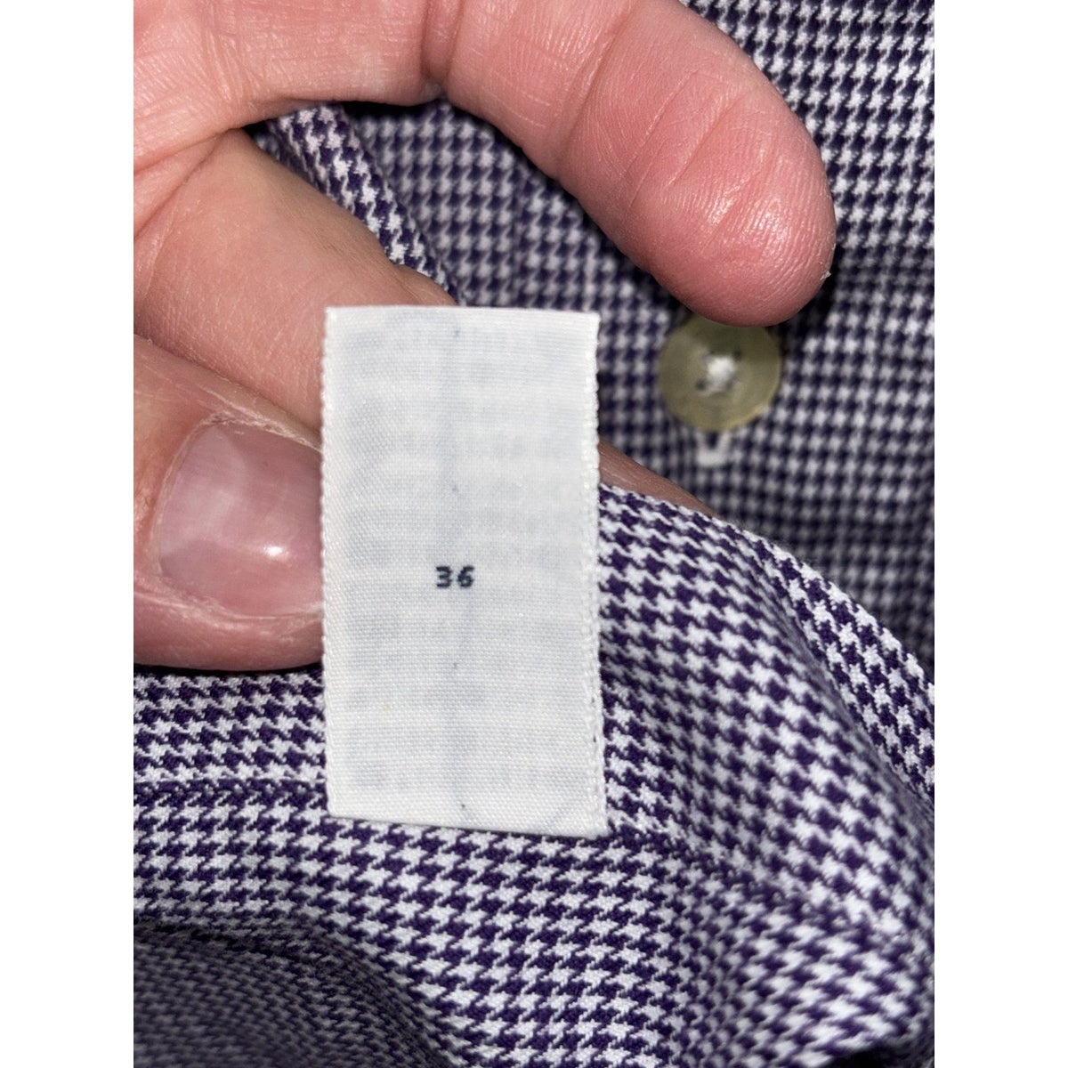 Polo Golf Ralph Lauren Mens L Purple Houndstooth Long Sleeve Button Up Shirt