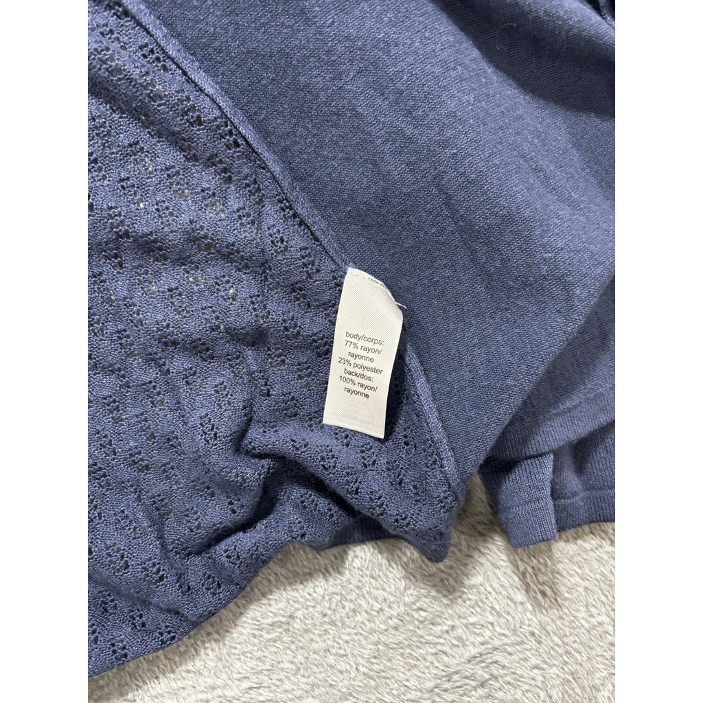 maurices Womens XL Navy Blue Open Front Cardigan Pointelle Back Casual Preppy