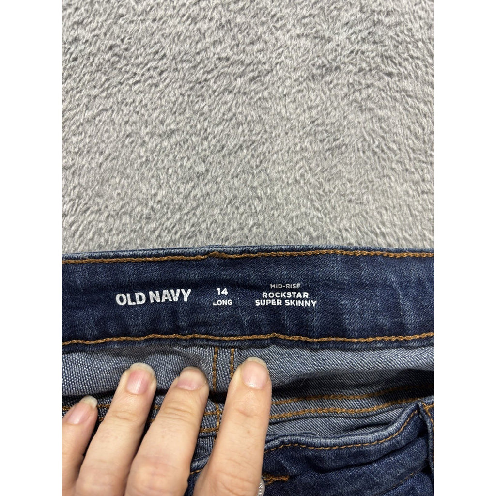 Old Navy Rockstar Womens 14 Long Dark Wash Super Skinny Jeans Distressed