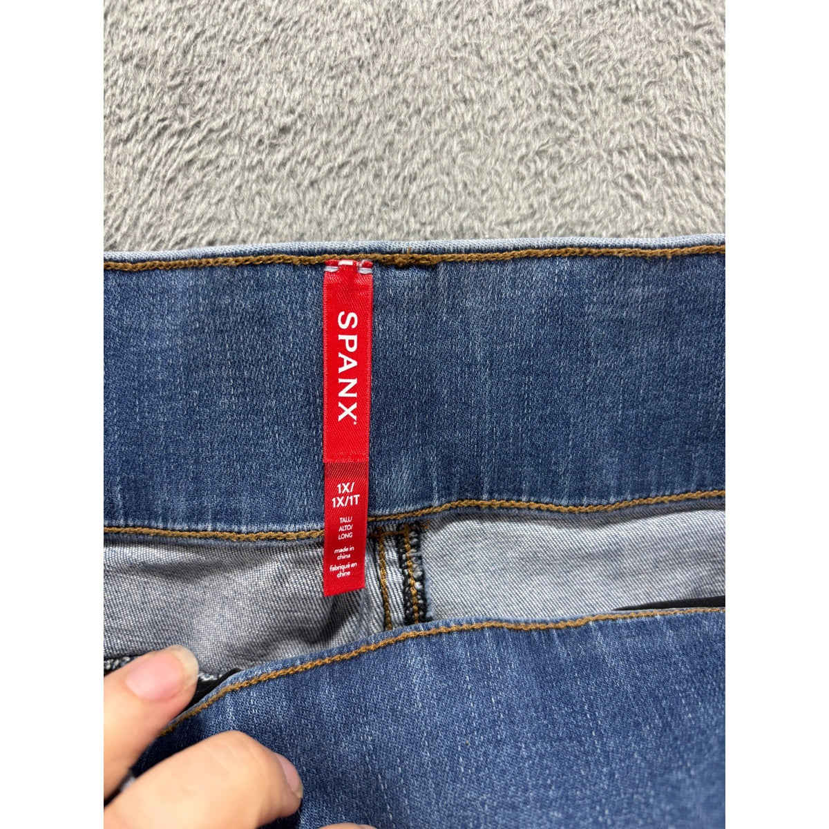 Spanx Womens 1XT Tall Blue Denim Pull On Skinny Jeans Casual Plus Size Slimming