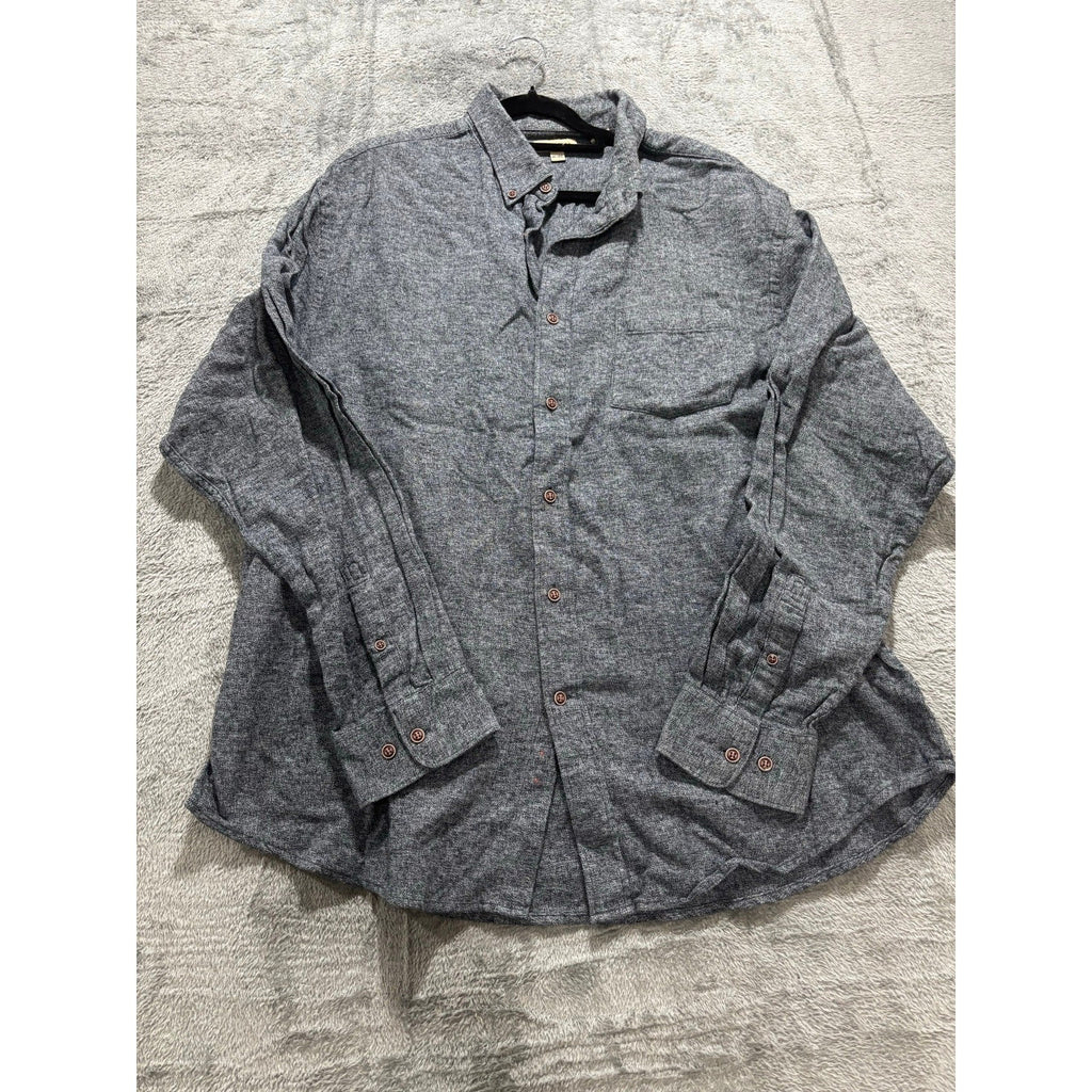 Haggar XL Blue Gray Flannel Shirt Long Sleeve Cotton Mens