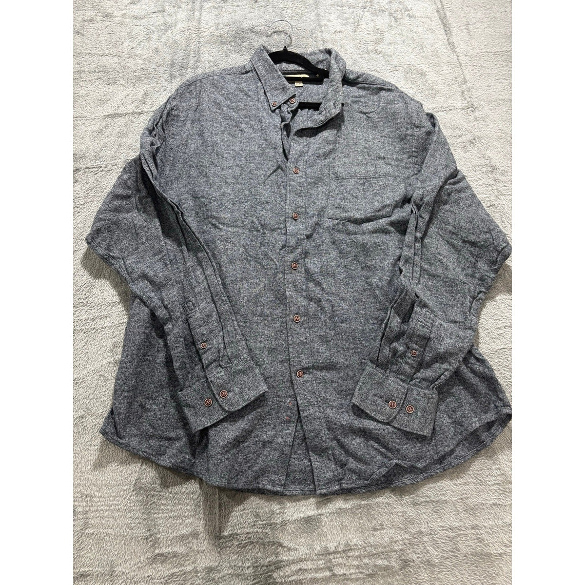 Haggar XL Blue Gray Flannel Shirt Long Sleeve Cotton Mens