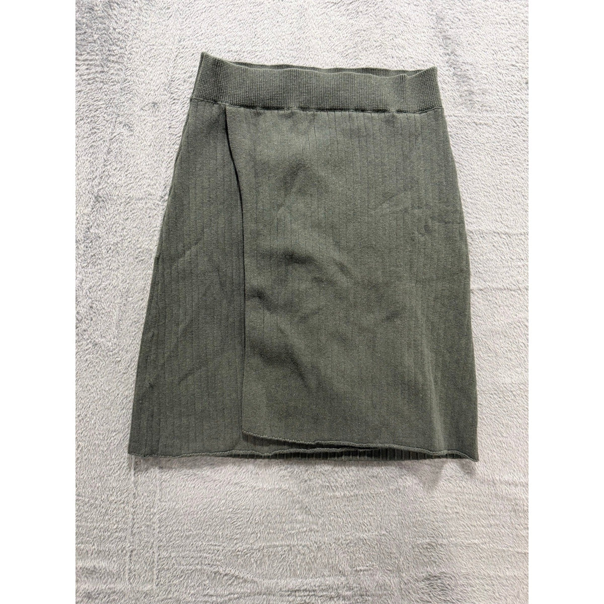 Free People XS Green Ribbed Knit Wrap Mini Skirt Womens Boho Casual