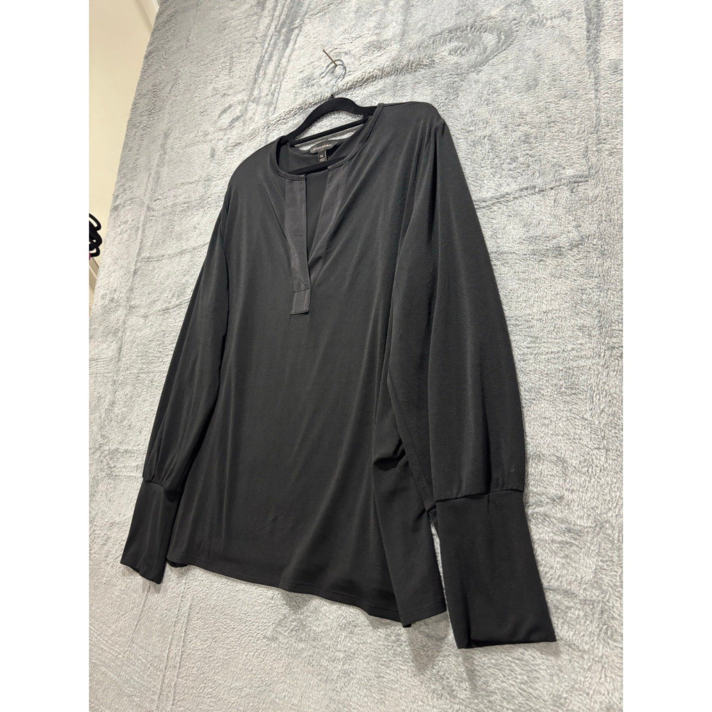 Banana Republic XL Black Womens V-Neck Blouse Long Sleeve Casual Vintage Top