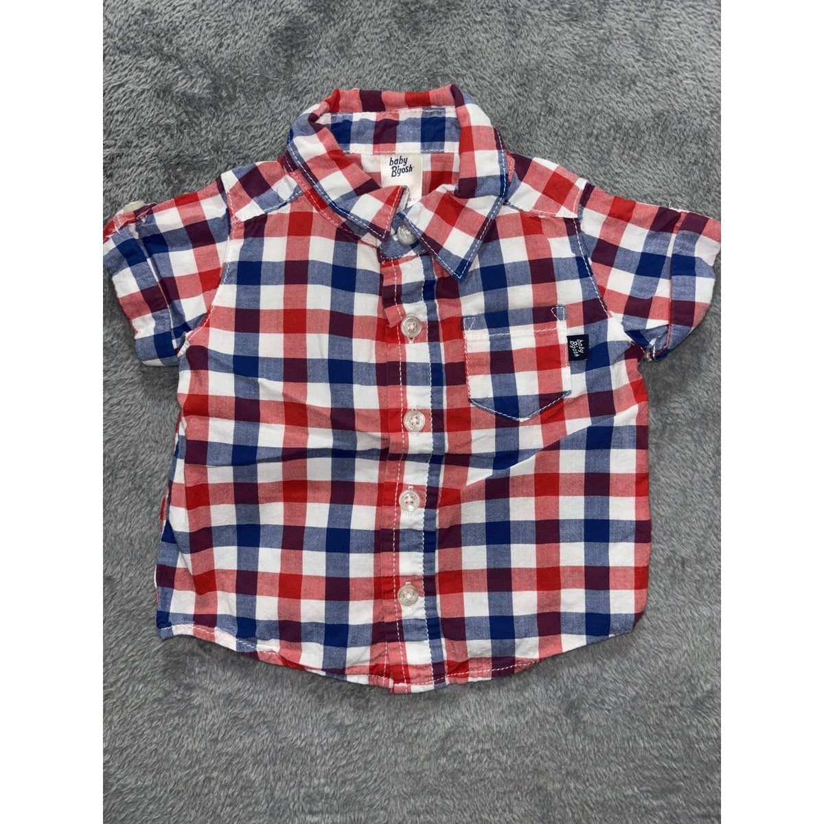 Carter's Baby B'gosh Baby Boy 6M 5 Piece Bundle Rompers Shirts Plaid Gingham