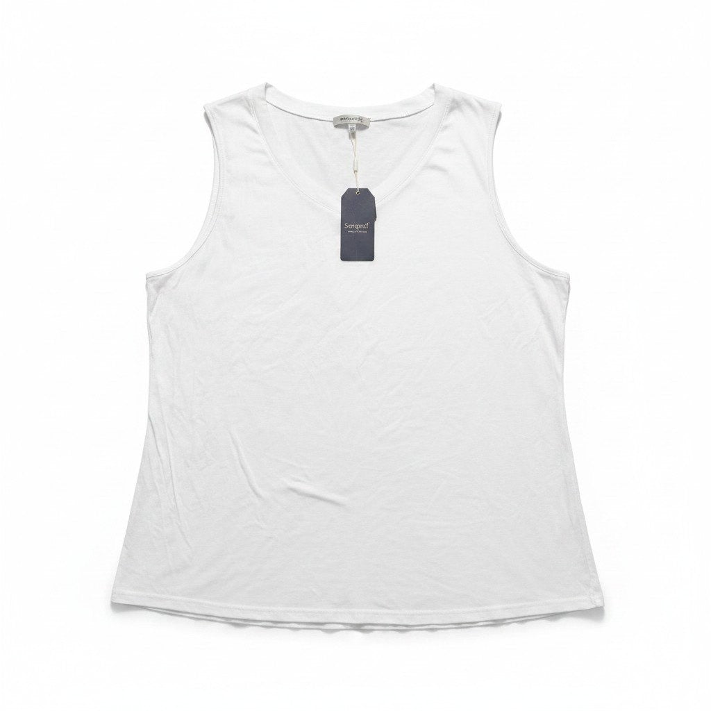 Sampeel 2XL White Womens Tank Top V-Neck Casual Minimalist NWT