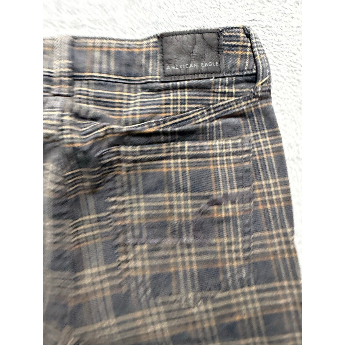 American Eagle 00 Regular Womens Gray Plaid Skinny Jeans Super Stretch Vintage