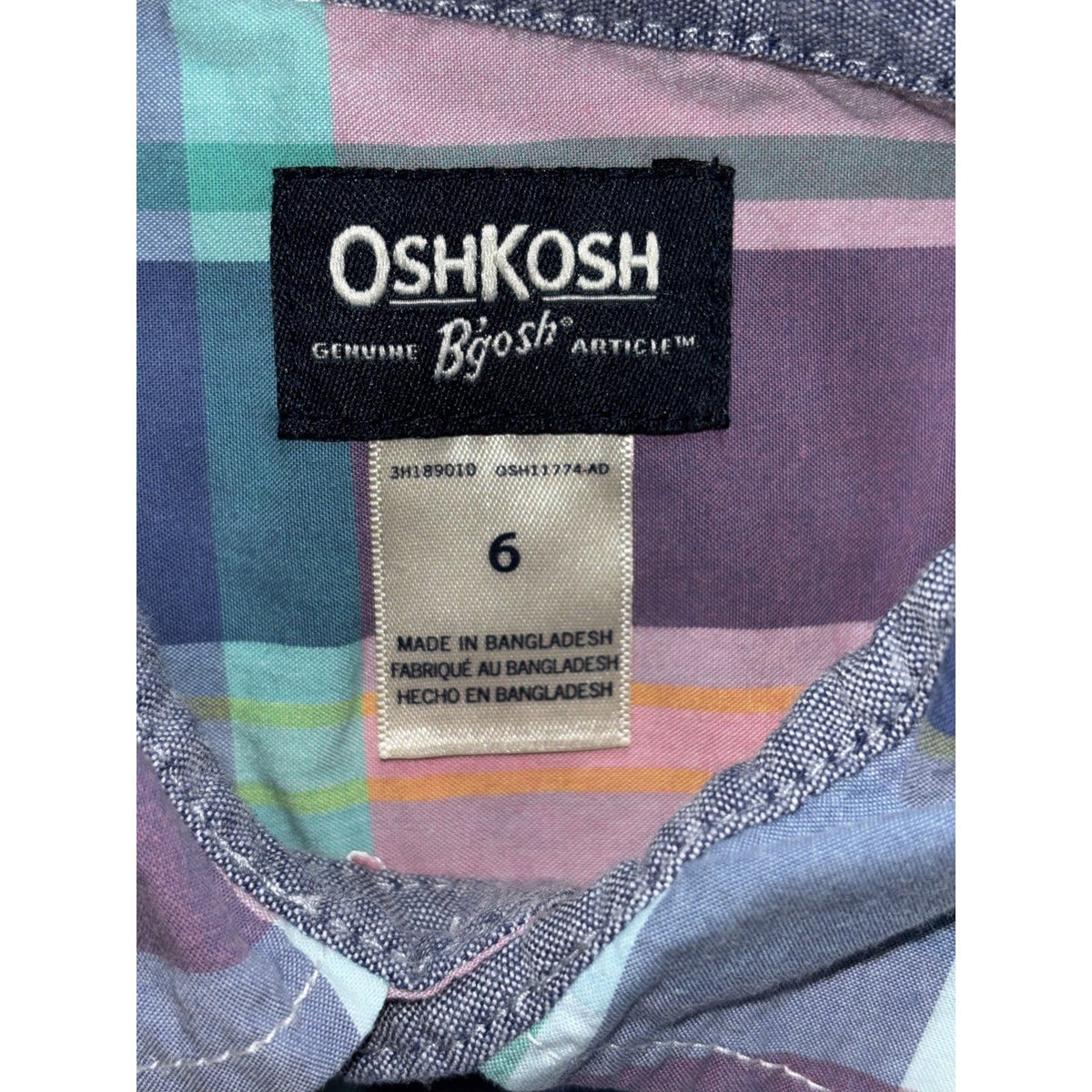 OshKosh B'gosh Carter's Boys Size 6 4 Piece Bundle Button Up Shirts Aqua Plaid