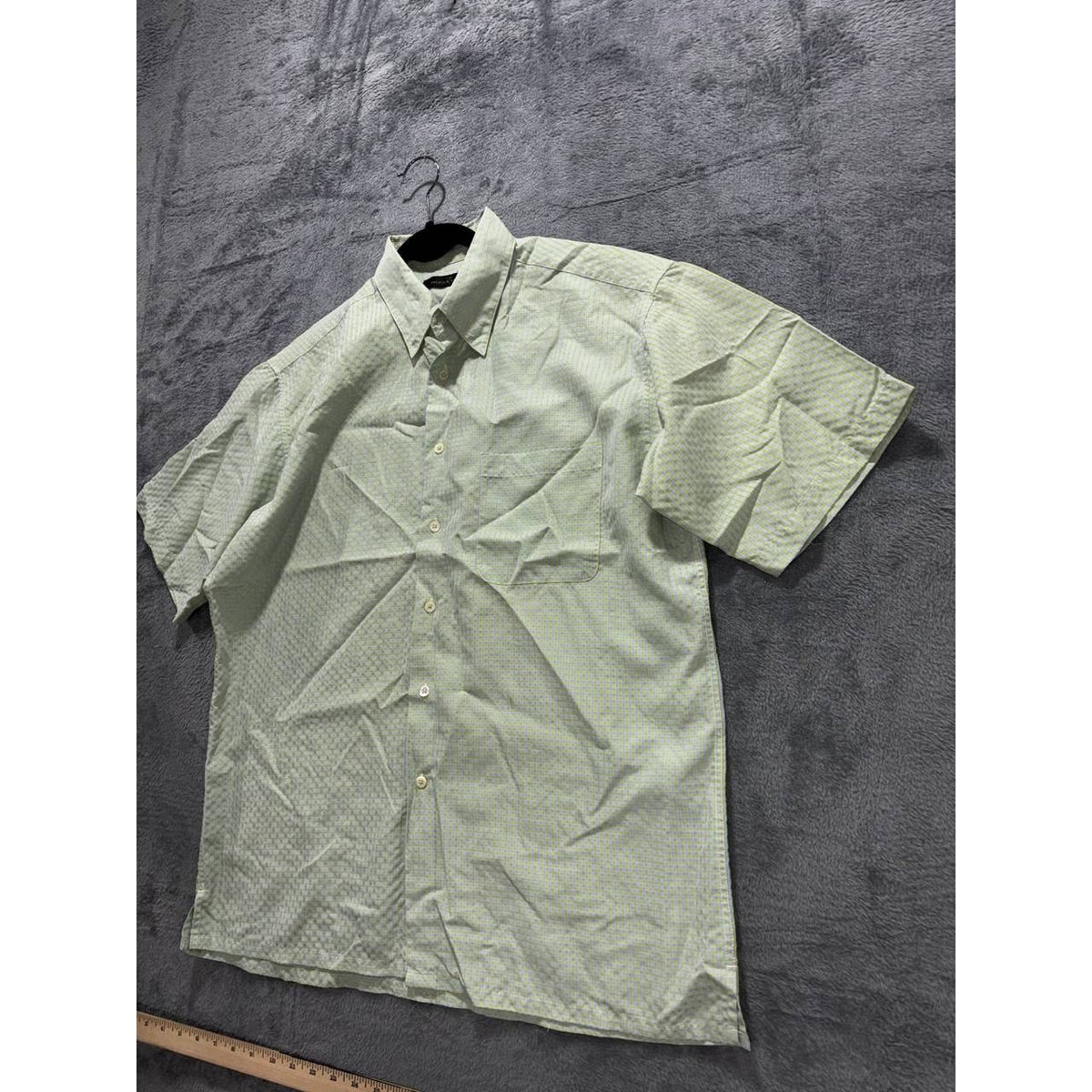 Bugatchi Men's Green Check Short Sleeve Shirt Size L, photo 2 of 10
