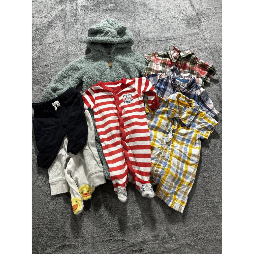 Carter's Just One You Baby Boy 3M 8 Piece Bundle Bunting Sleeper Plaid Pants