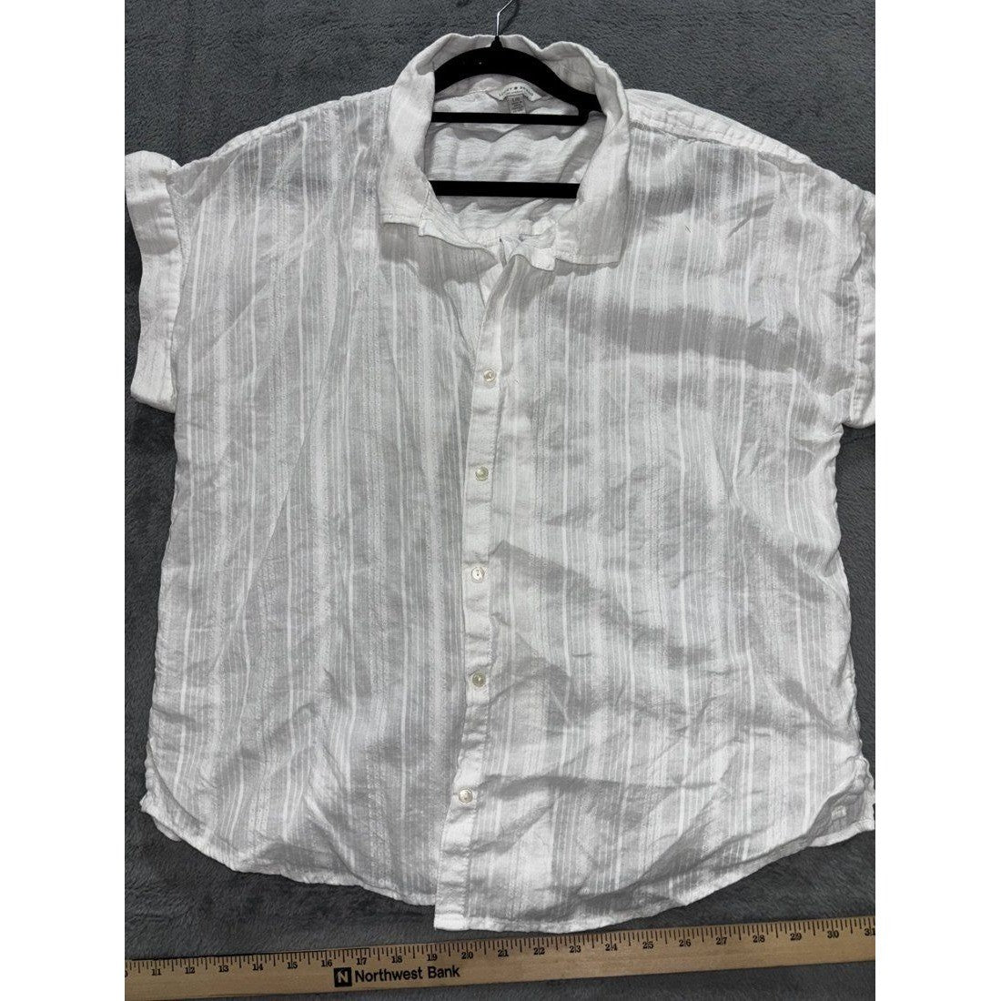 Lucky Brand Women's White Striped Shirt Size L