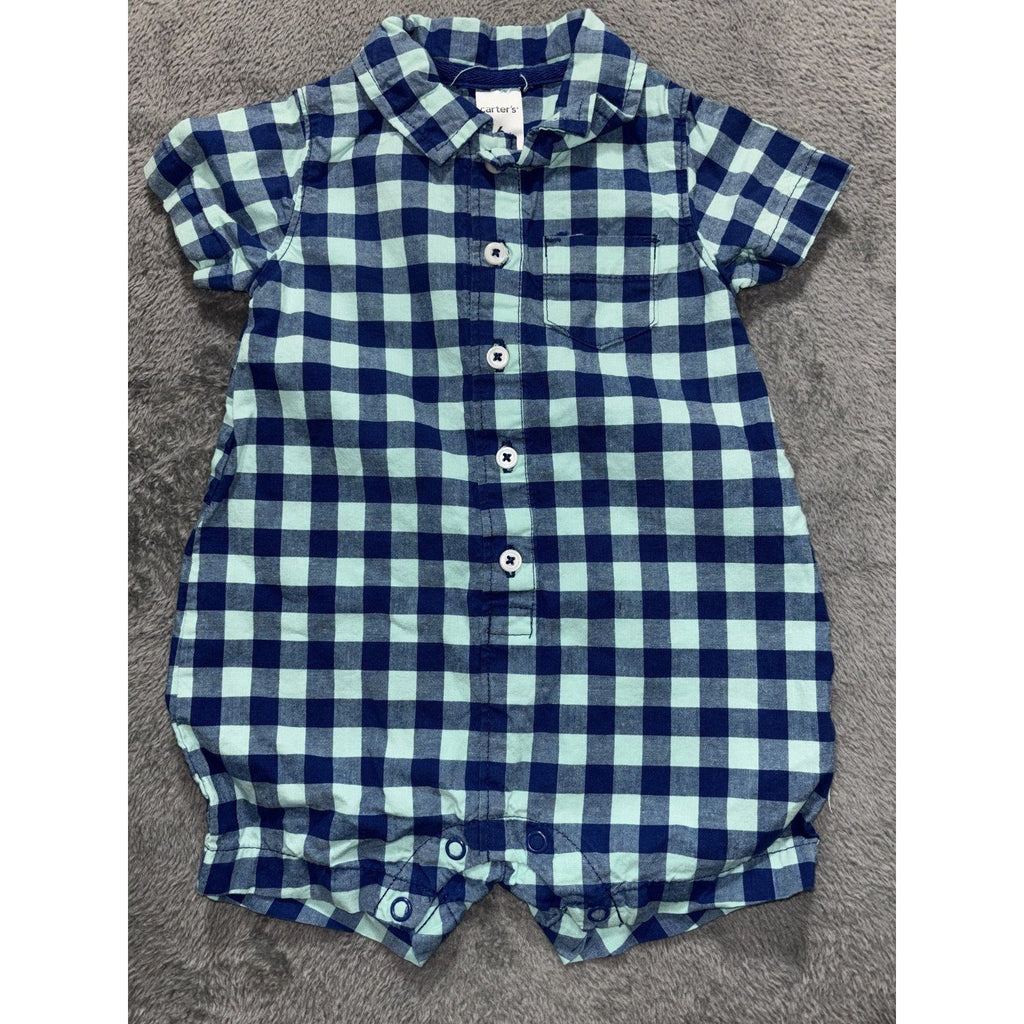 Carter's Baby B'gosh Baby Boy 6M 5 Piece Bundle Rompers Shirts Plaid Gingham
