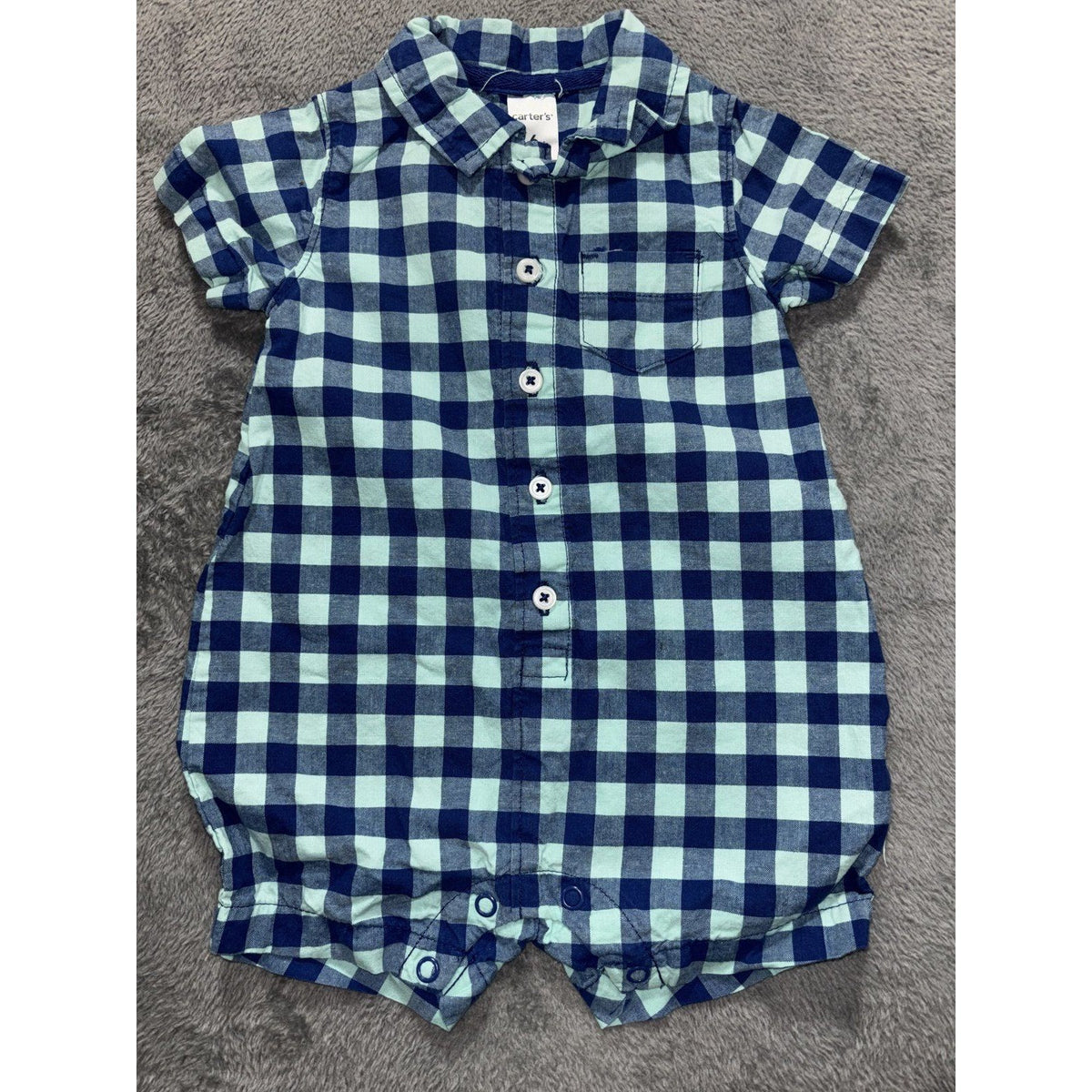 Carter's Baby B'gosh Baby Boy 6M 5 Piece Bundle Rompers Shirts Plaid Gingham