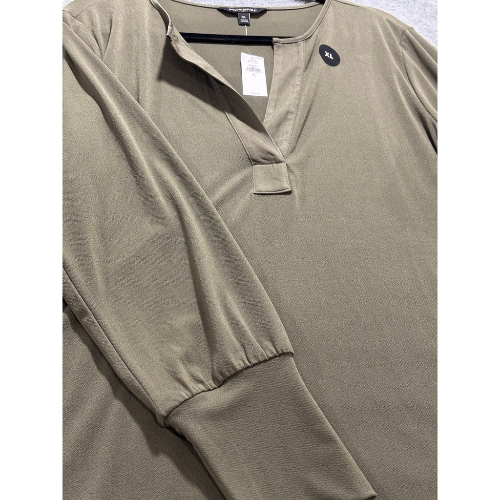 Banana Republic XL Olive Green Womens V-Neck Tunic Top Casual Cozy