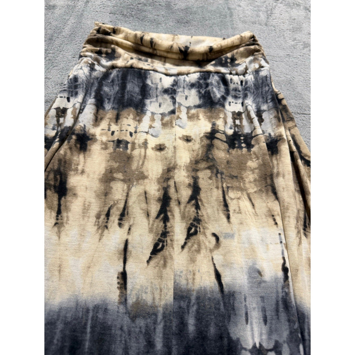 Joe B Womens S Tan Black Tie Dye Maxi Skirt Fold Over Waist Boho Vintage