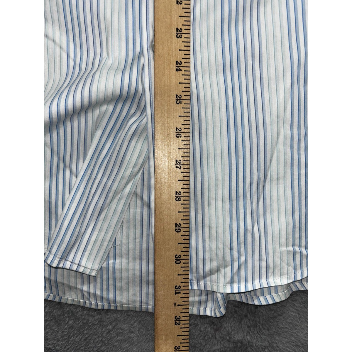 Hugo Boss Mens 45/46 XXL White Blue Stripe Long Sleeve Button Up Dress Shirt