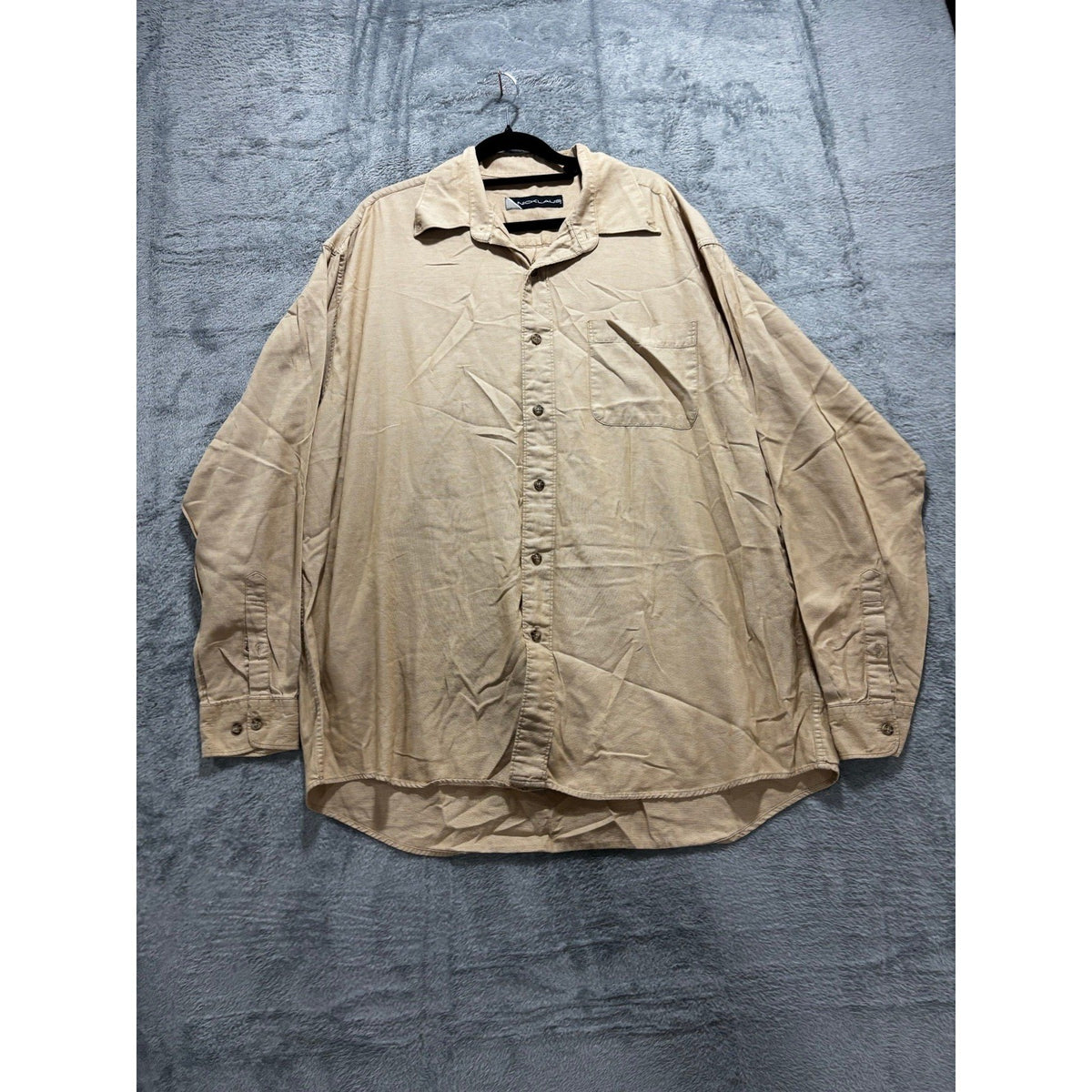 Nicklaus L Tan Long Sleeve Button Up Shirt Cotton Casual Preppy