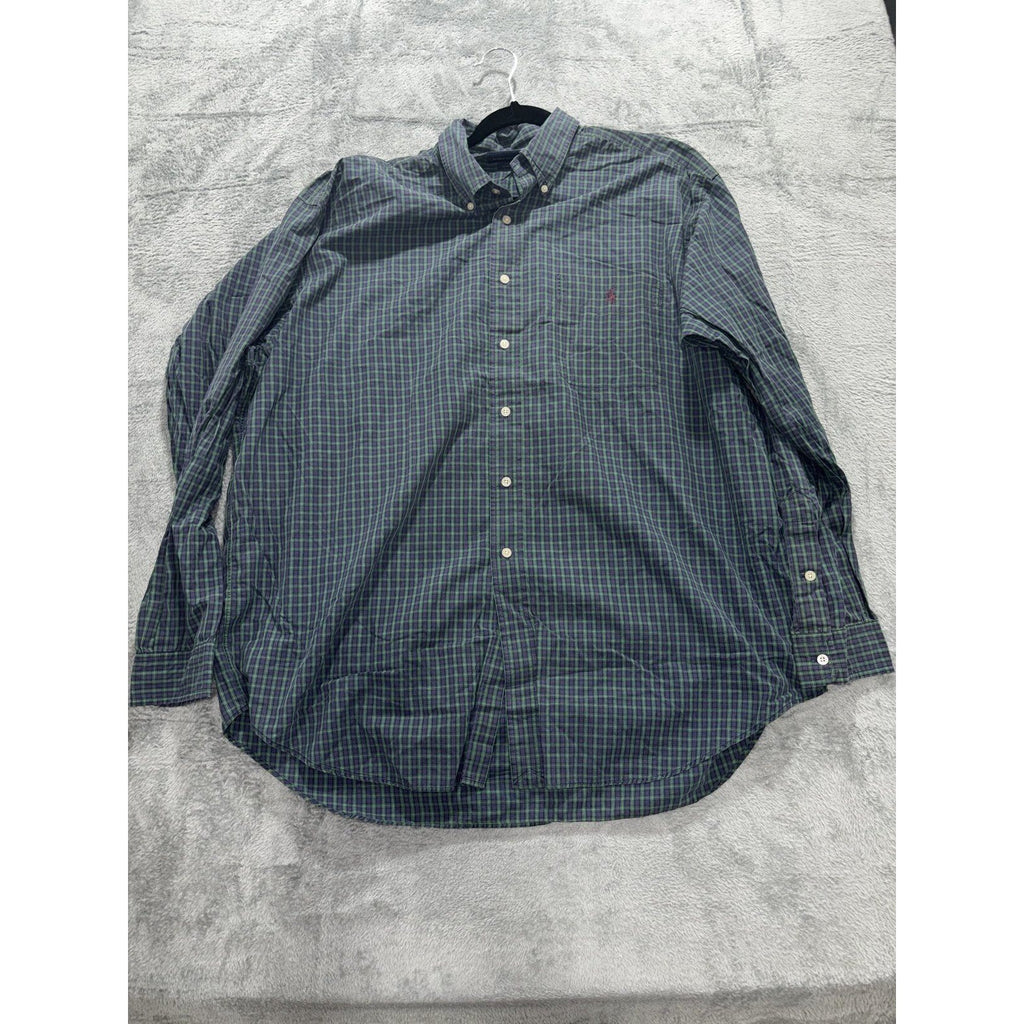 Ralph Lauren Men's Navy Green Plaid Shirt Size XL