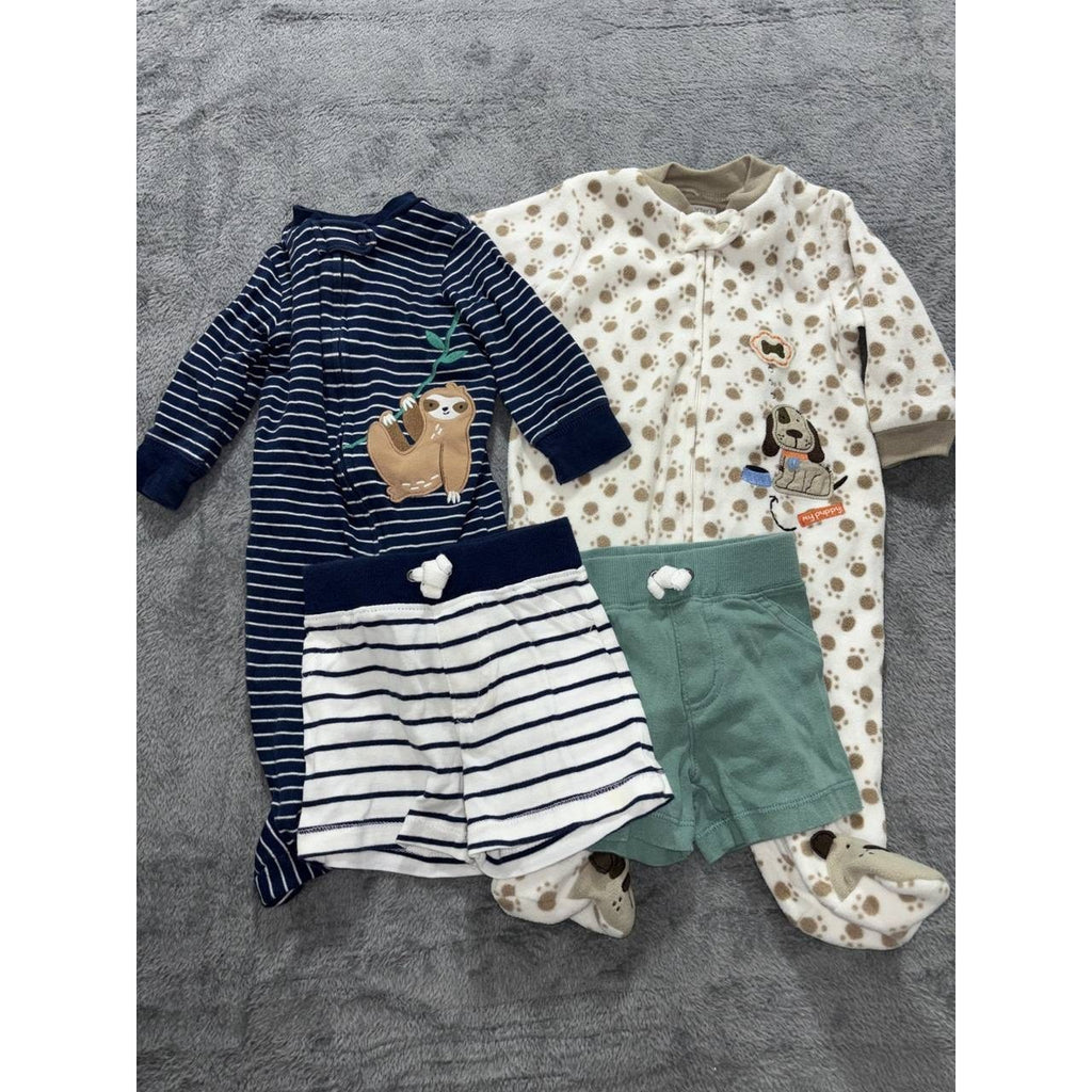 Carter's Baby Boy Sleepers Shorts Lot 4 Pieces 6M