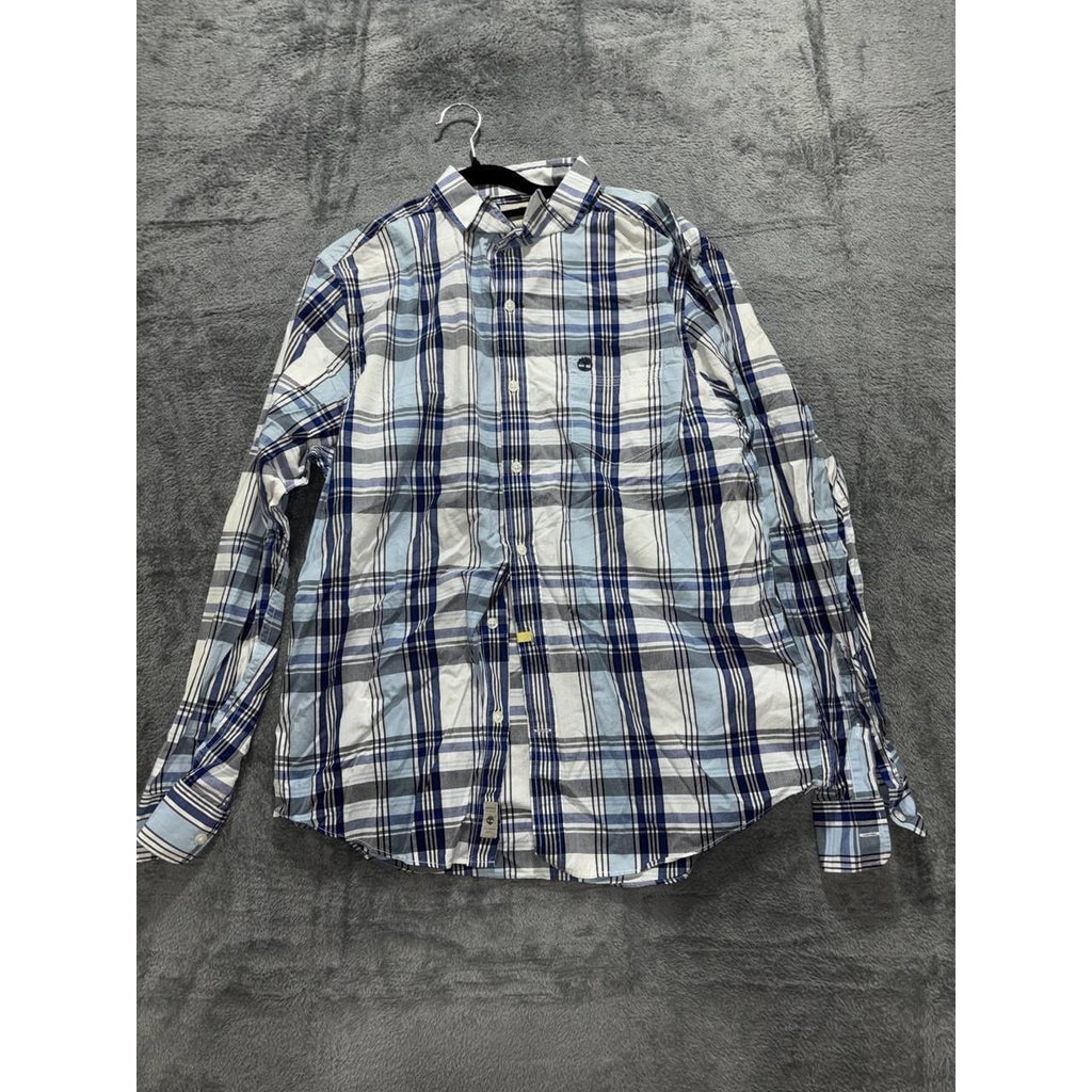 Timberland Men's Blue White Plaid Shirt Size L