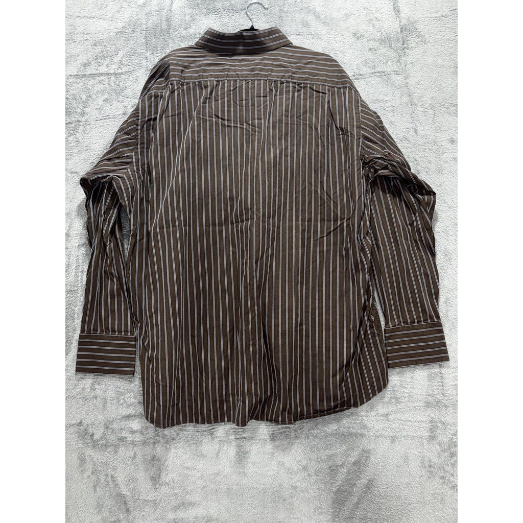 Billy London Men's Brown Stripe Dress Shirt Size XXL, photo 4 of 9