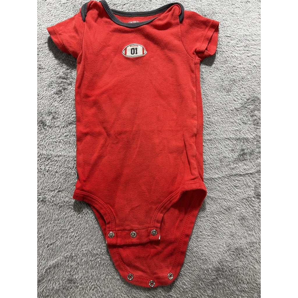 Carter's Baby 12M Football Sleeper, Red Bodysuit and Pajamas 4 Piece Bundle