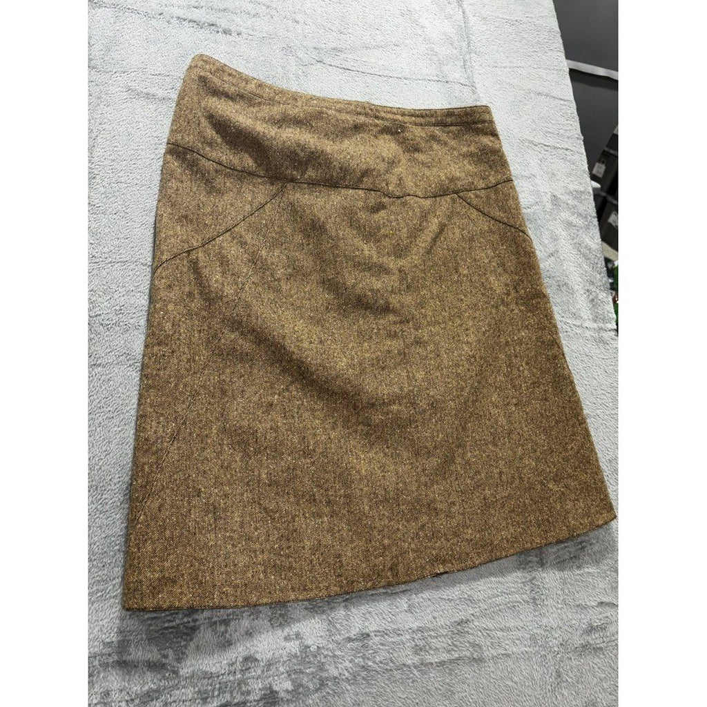 Women's Brown Tweed Wool Blend A-Line Skirt Size 12, photo 3 of 11