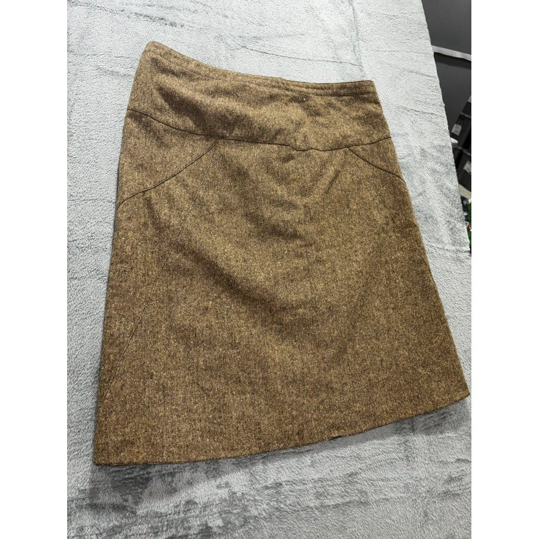 Women's Brown Tweed Wool Blend A-Line Skirt Size 12, photo 3 of 11