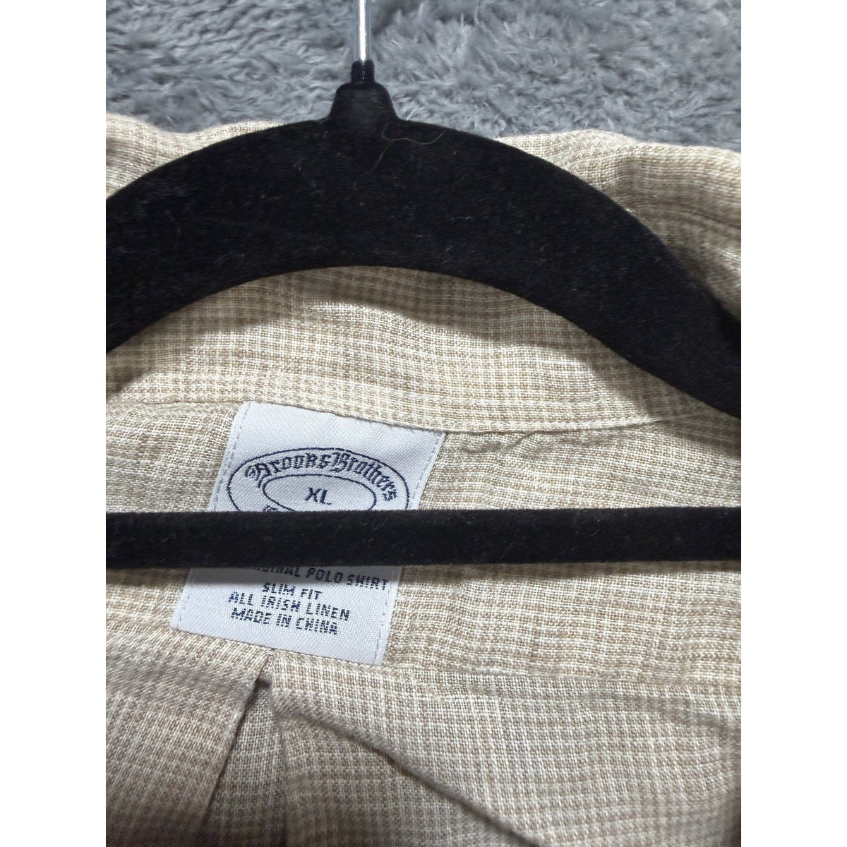Brooks Brothers Mens XL Beige Irish Linen Button Down Shirt Slim Fit