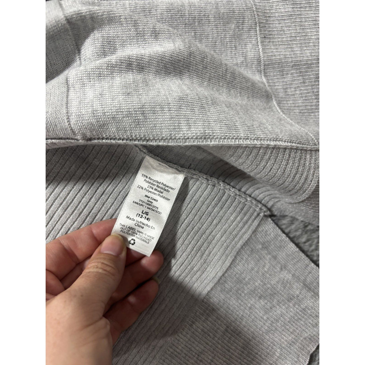 Time and Tru Womens L 12-14 Heather Gray Open Front Cardigan Pockets Casual