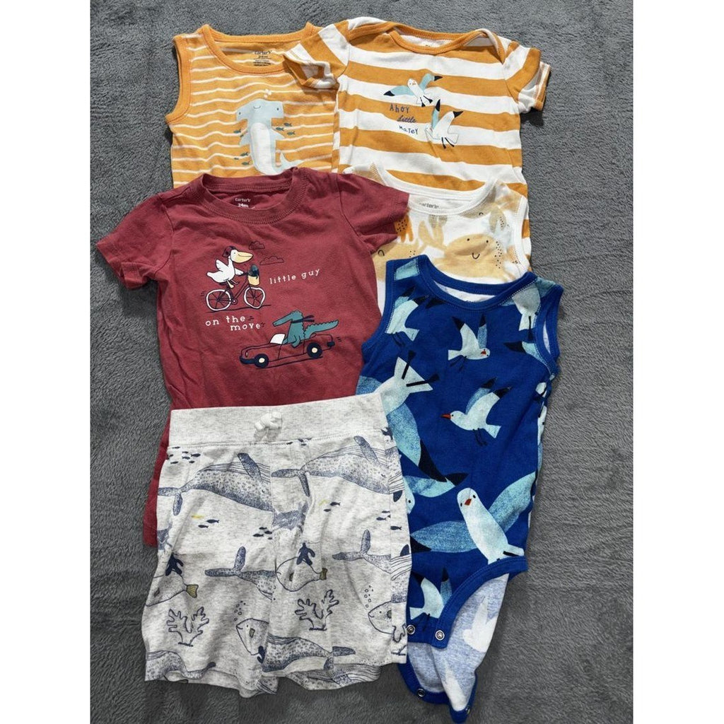Carter's Baby Boy Bodysuits & Romper Lot 6 Pcs 24M