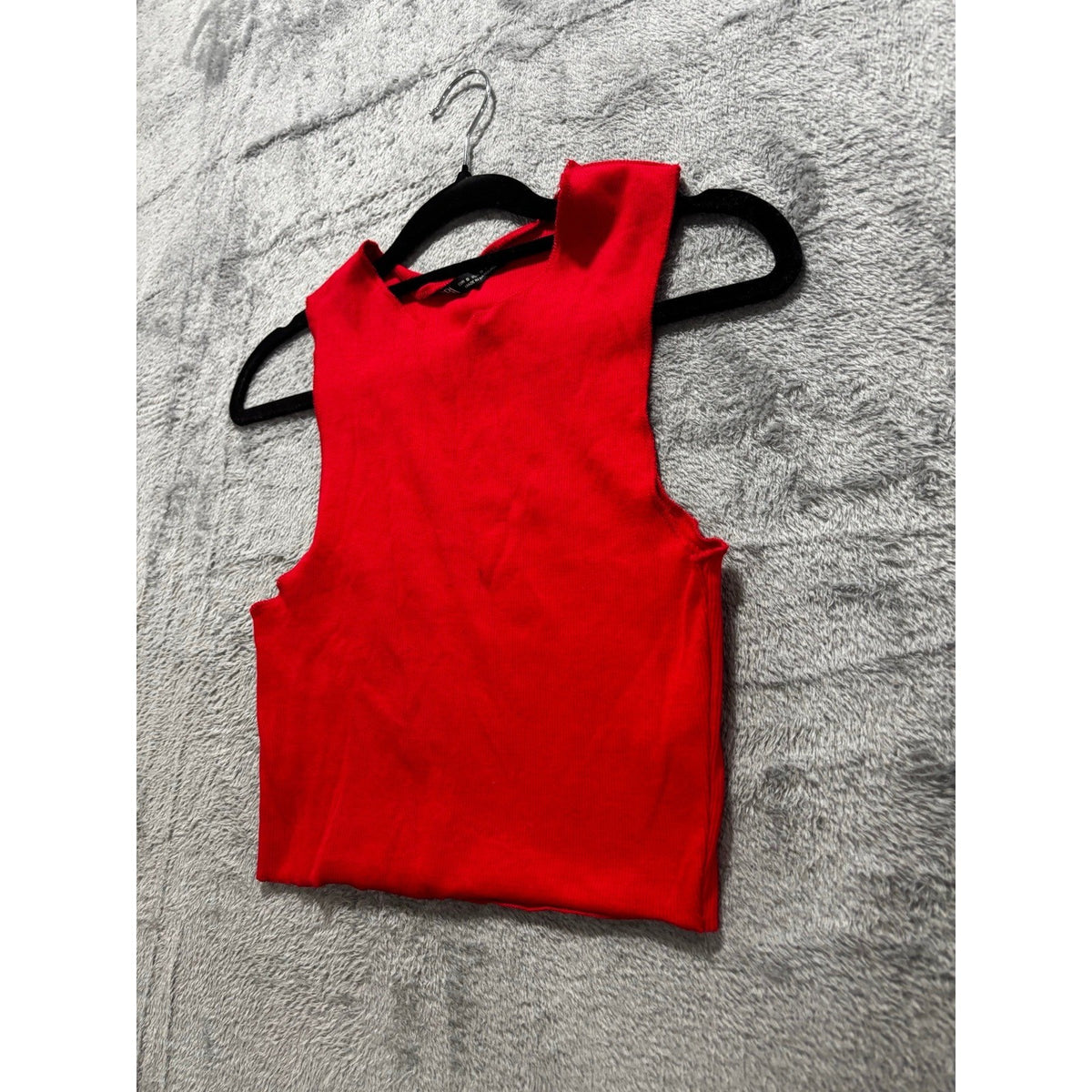 Zara Womens S Bundle 3pc Ribbed Tank Crop Top Gray Red