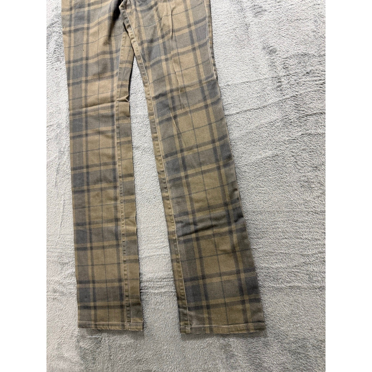 WEWOREWHAT 25 Olive Gray Plaid Straight Leg Jeans Womens Stretch Casual Preppy
