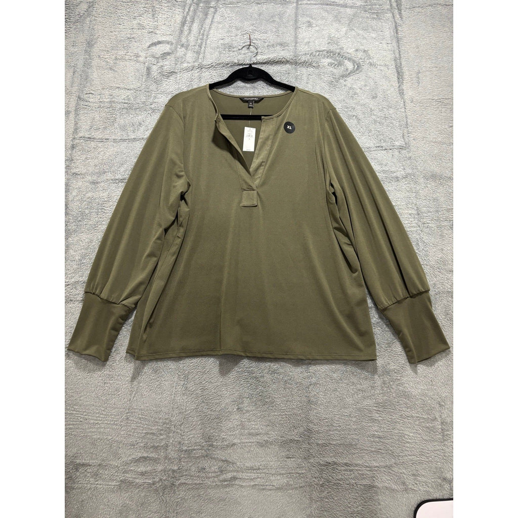 Banana Republic XL Olive Green Womens V-Neck Tunic Top Casual Cozy