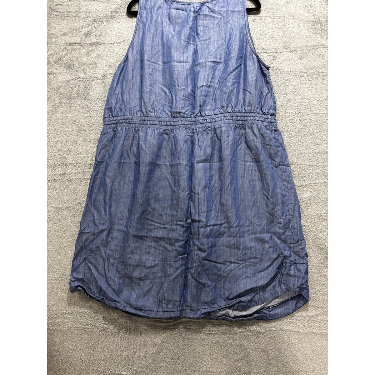 LOFT Womens XL Blue Chambray Sleeveless Drawstring Waist Dress Casual Coastal