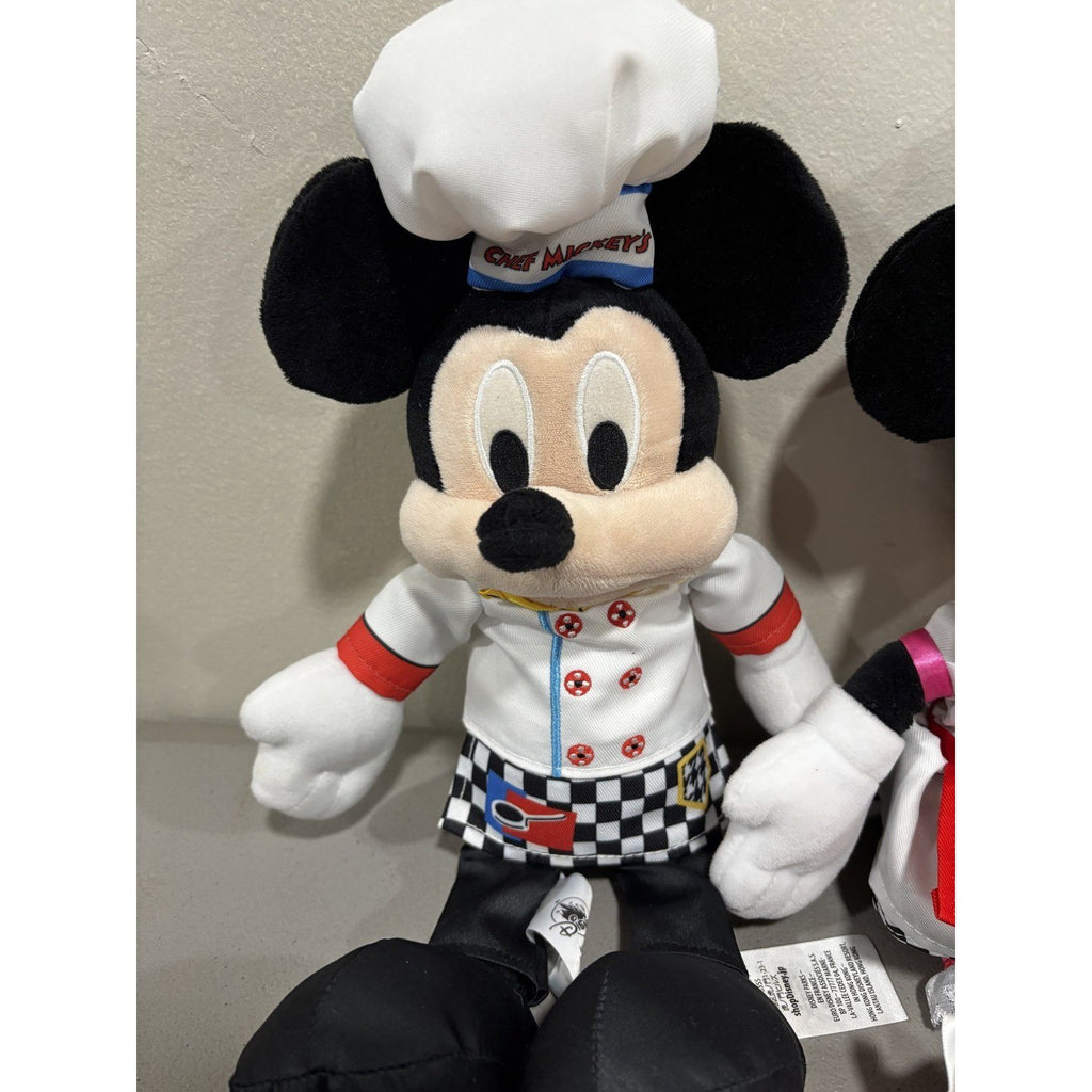 Disney Parks Chef Mickey and Minnie Mouse Plush Set of 2 OS Chef Outfits Kids